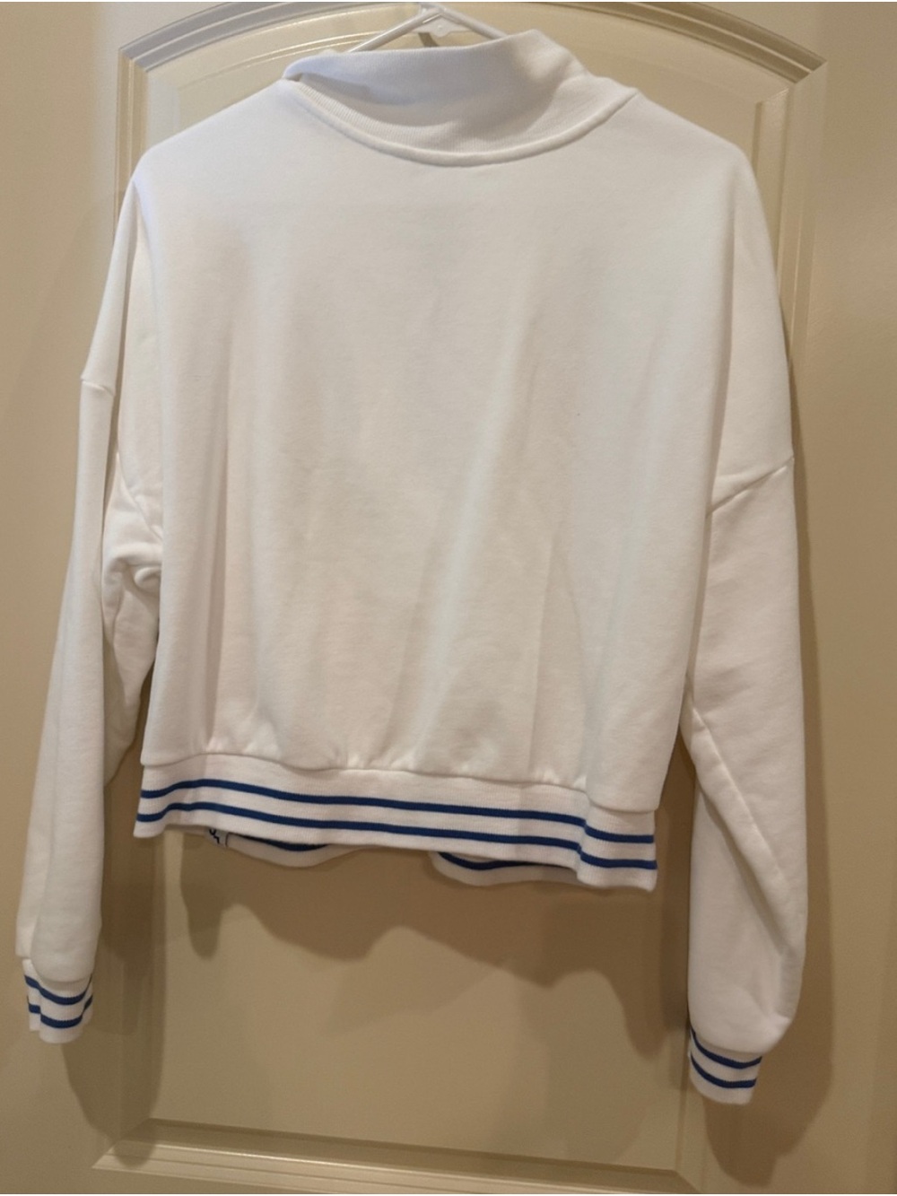 JoyLab White Quarter-Zip Sweatshirt with Flag Patch and Blue-Trim - Picture 5 of 5